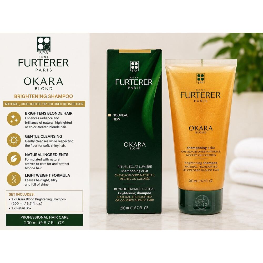 Rene Furterer Okara Blond Brightening Shampoo 6.7Fl.oz Blonde Hair New Boxed